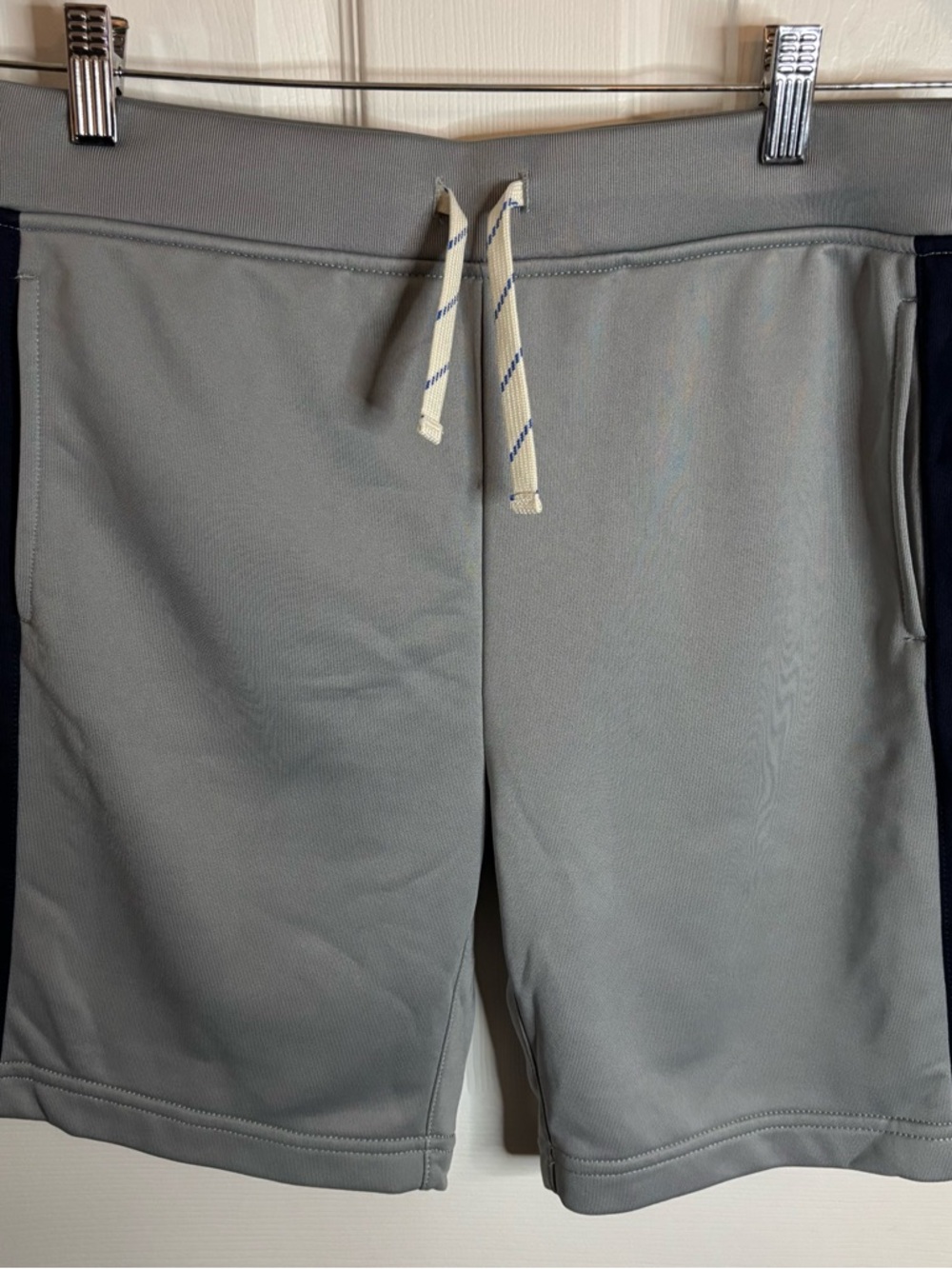 Crewcuts Gray Athletic Drawstring Shorts with Navy Side Panels